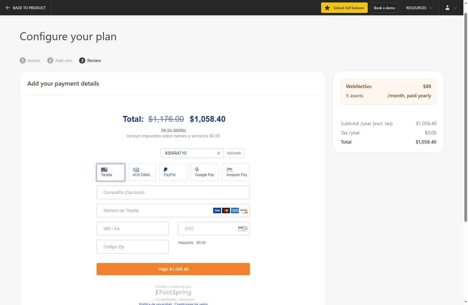 Pentest-Tools.com checkout page showing Pentest-Tools.com promo code box | Screenshot taken by SimplyCodes community member on Jan 8, 2026