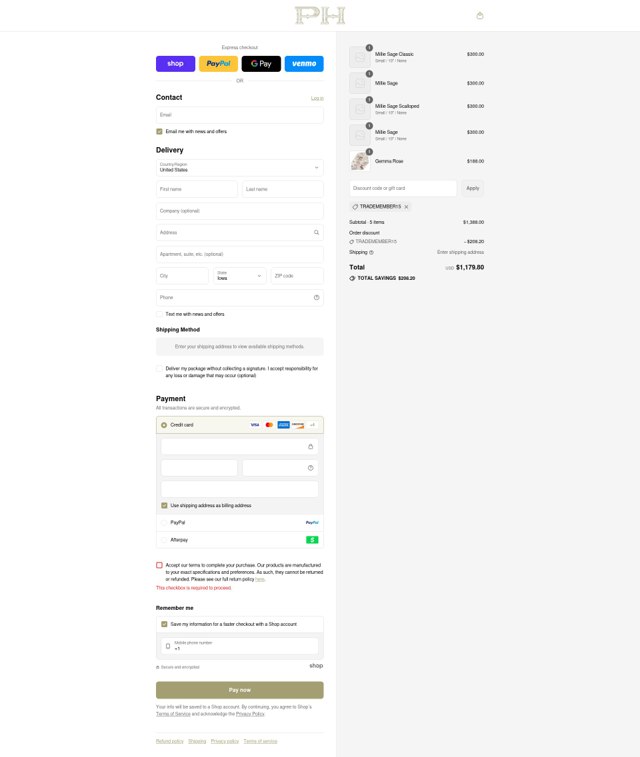 Pepper Home checkout page showing Pepper Home discount code box | Screenshot taken by SimplyCodes community member on Sep 6, 2025