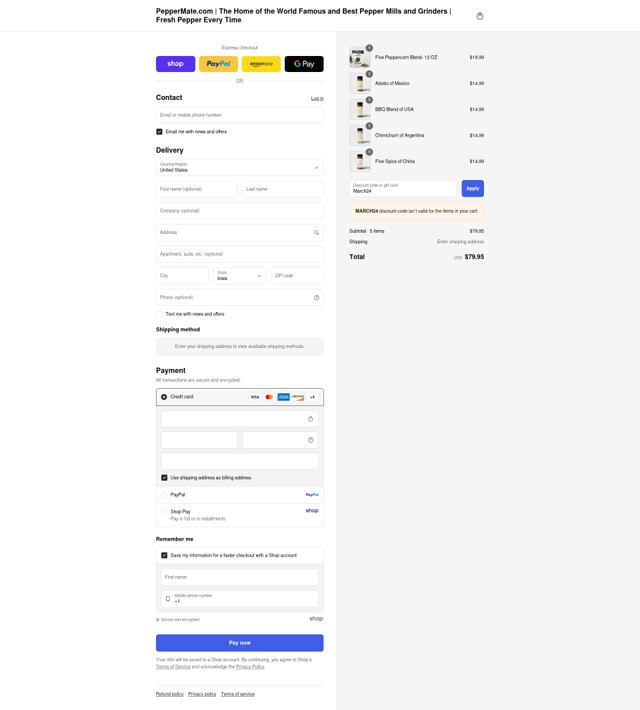 PepperMate checkout page showing PepperMate discount code box | Screenshot taken by SimplyCodes community member on Sep 7, 2025