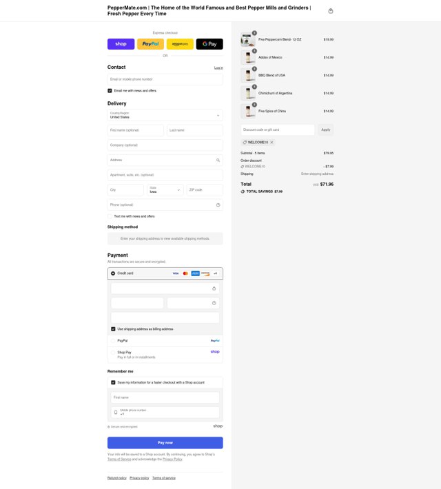 PepperMate checkout page showing PepperMate discount code box | Screenshot taken by SimplyCodes community member on Sep 7, 2025