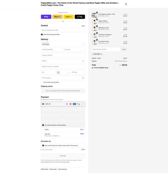 PepperMate checkout page showing PepperMate discount code box | Screenshot taken by SimplyCodes community member on Sep 7, 2025