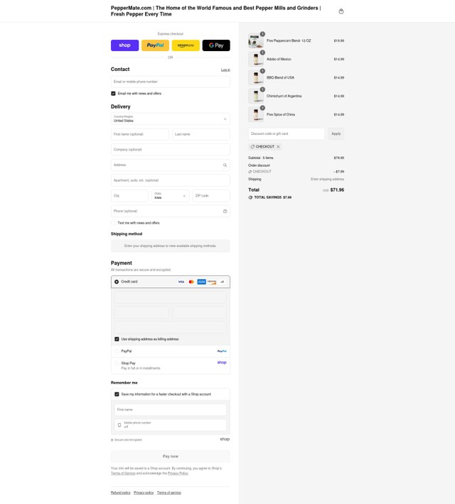 PepperMate checkout page showing PepperMate discount code box | Screenshot taken by SimplyCodes community member on Sep 7, 2025
