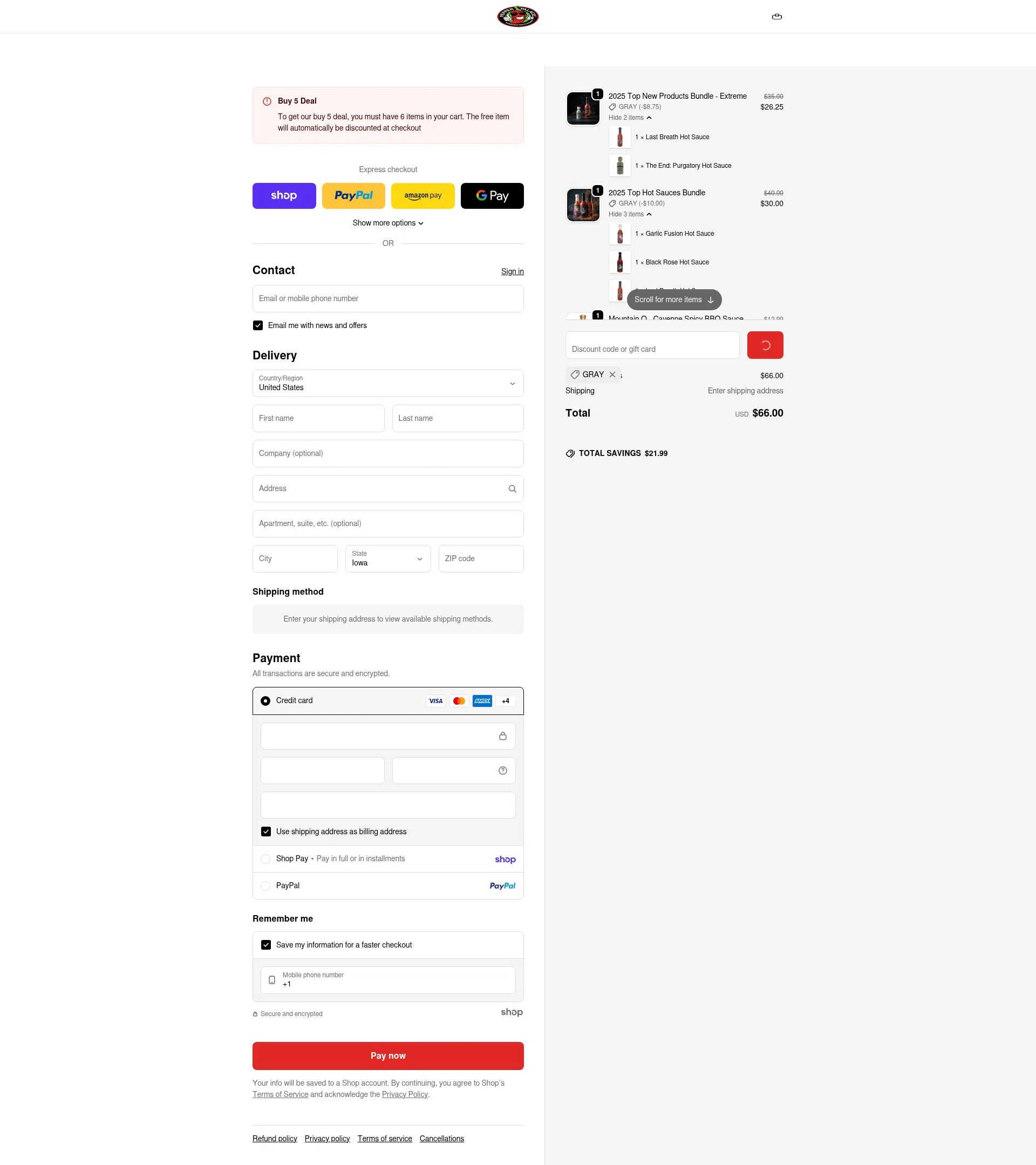 Pepper Palace checkout page showing Pepper Palace discount code box | Screenshot taken by SimplyCodes community member on Jan 29, 2026