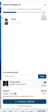 Peptira coupon verification screenshot