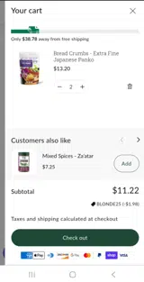 BLONDE25 coupon verification screenshot