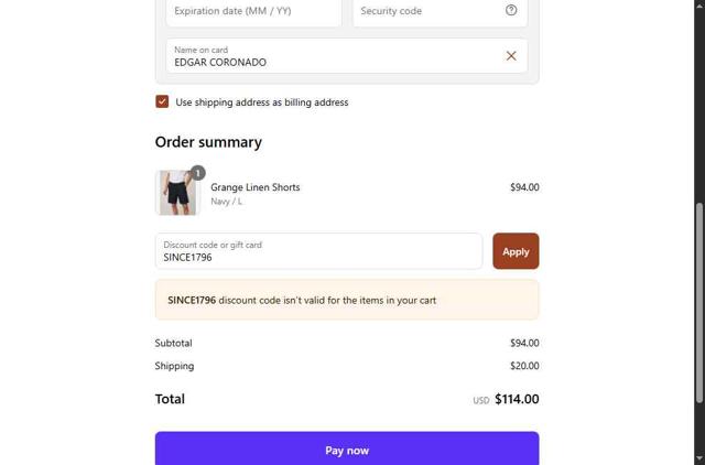 Peregrine Clothing checkout page showing Peregrine Clothing discount code box | Screenshot taken by SimplyCodes community member on Jul 12, 2025