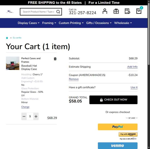Perfect Cases and Frames checkout page showing Perfect Cases and Frames coupon code box | Screenshot taken by SimplyCodes community member on Sep 4, 2025