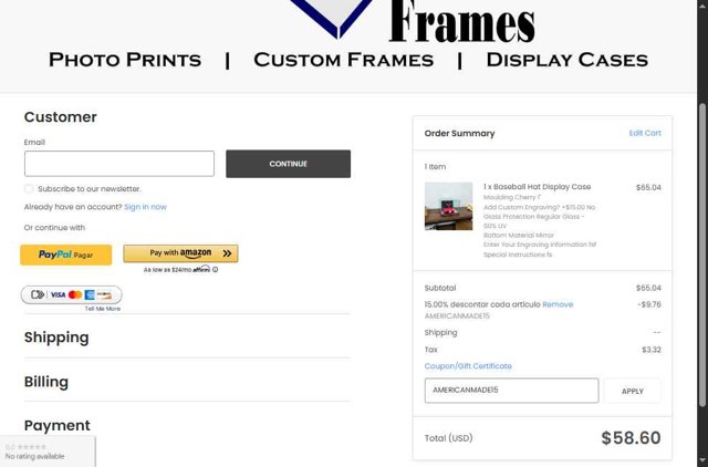 Perfect Cases and Frames checkout page showing Perfect Cases and Frames coupon code box | Screenshot taken by SimplyCodes community member on Jul 8, 2025