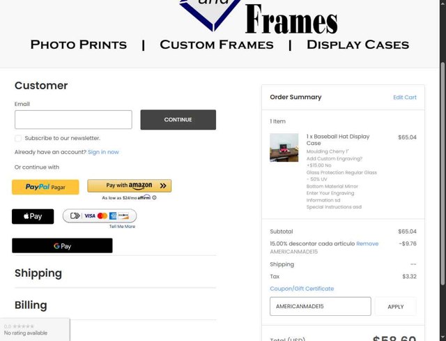 Perfect Cases and Frames checkout page showing Perfect Cases and Frames coupon code box | Screenshot taken by SimplyCodes community member on Jul 8, 2025