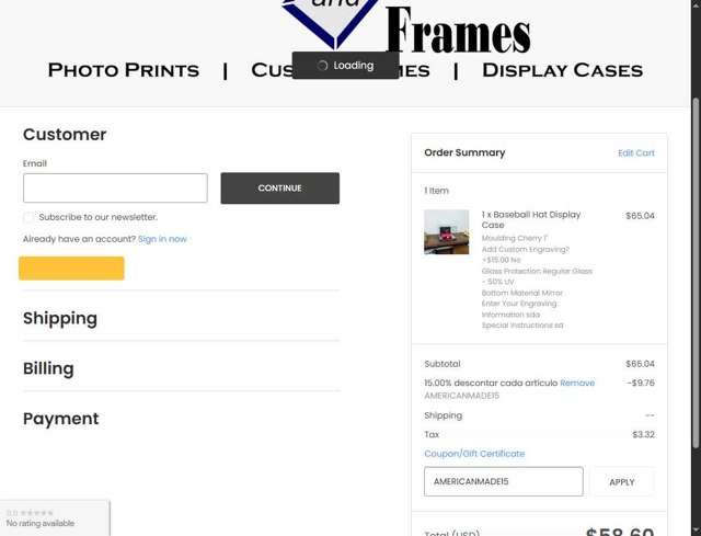 Perfect Cases and Frames checkout page showing Perfect Cases and Frames coupon code box | Screenshot taken by SimplyCodes community member on Jul 8, 2025