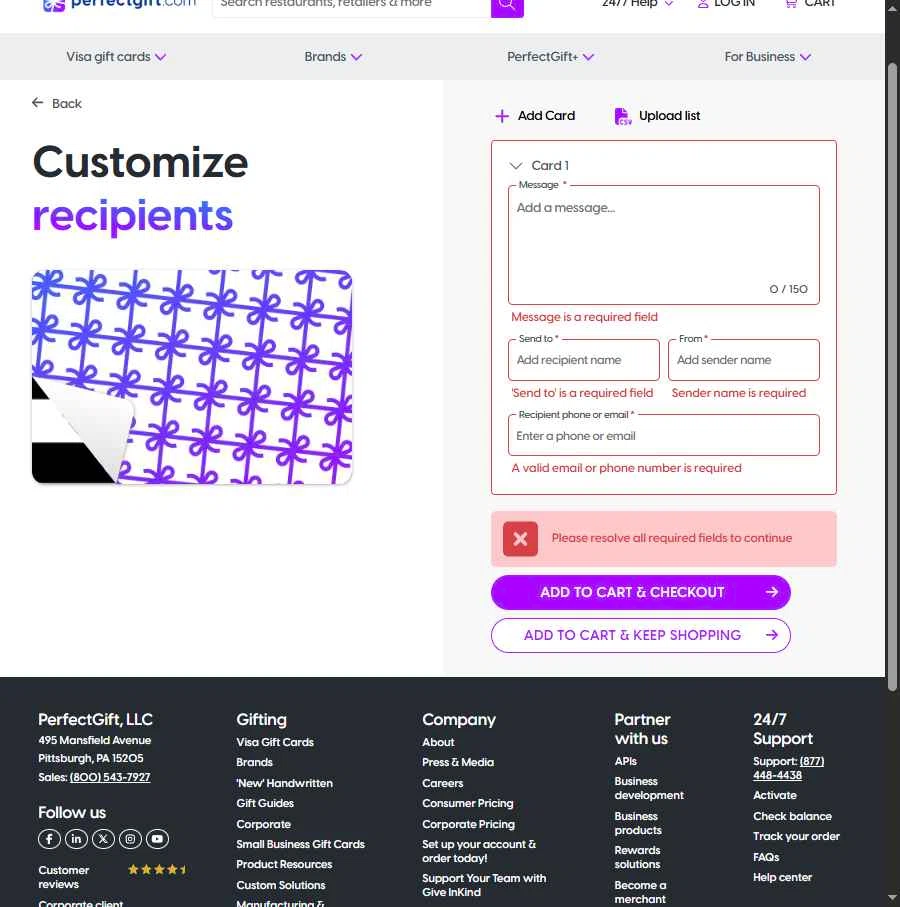 Perfect Gift checkout page showing Perfect Gift promo code box | Screenshot taken by SimplyCodes community member on Feb 6, 2026