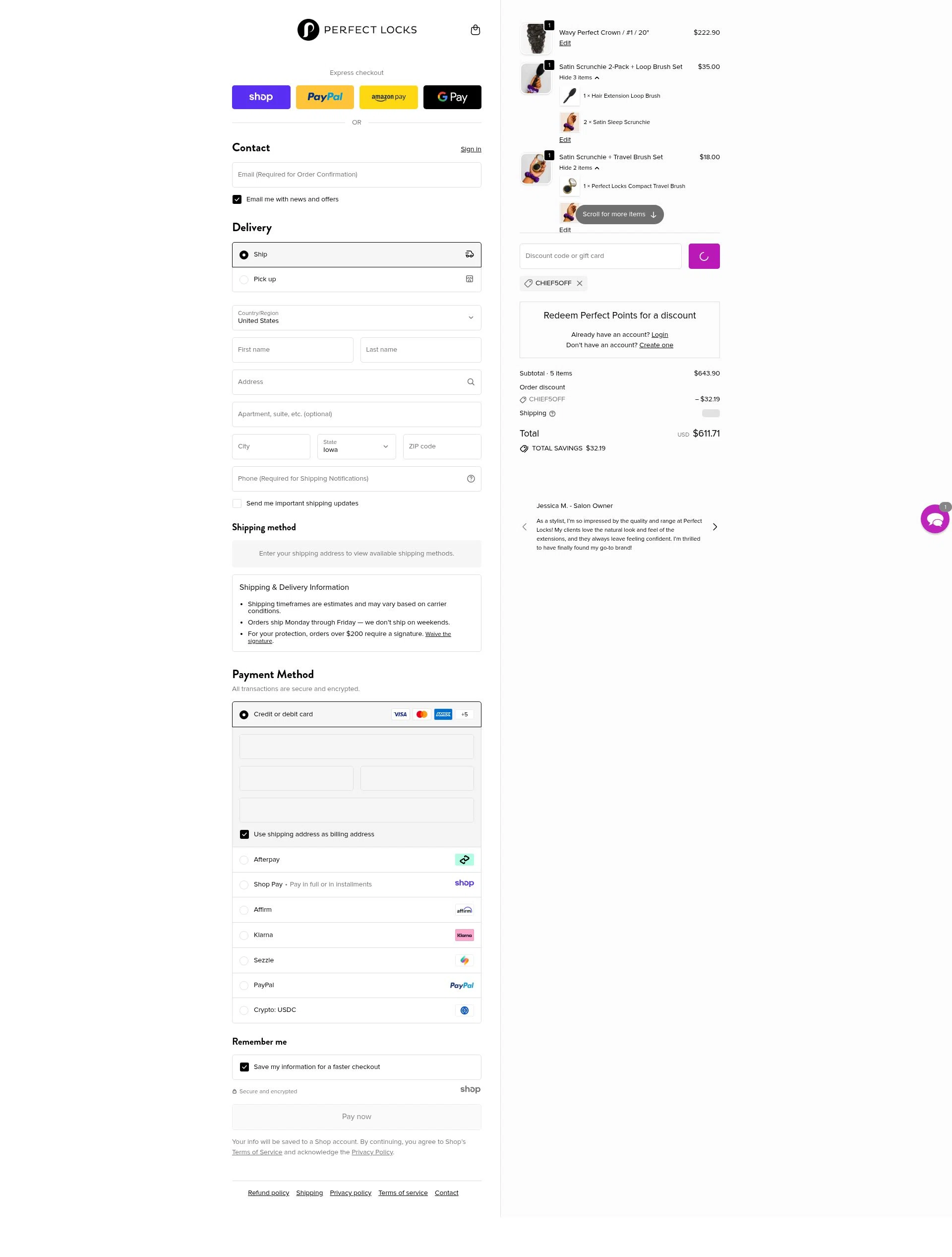 Perfect Locks checkout page showing Perfect Locks coupon code box | Screenshot taken by SimplyCodes community member on Jan 6, 2026