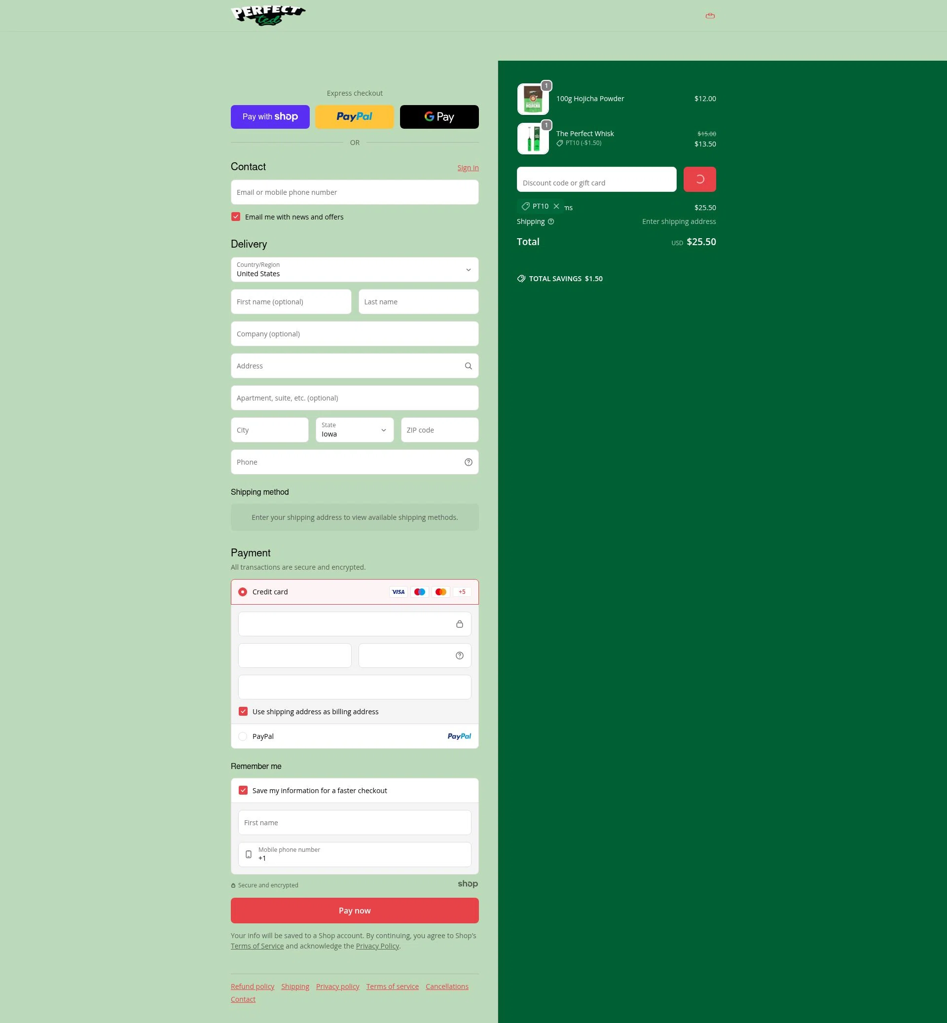 PerfectTed checkout page showing PerfectTed discount code box | Screenshot taken by SimplyCodes community member on Jan 7, 2026
