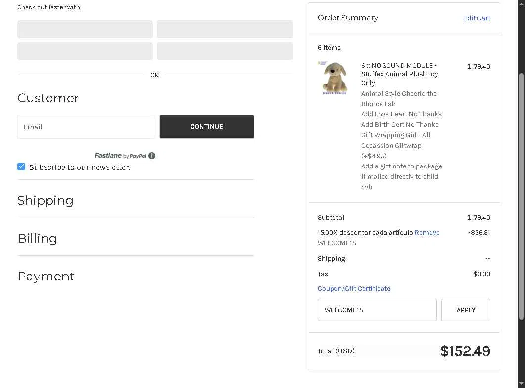 Personalized Friendly Songs checkout page showing Personalized Friendly Songs coupon code box | Screenshot taken by SimplyCodes community member on Oct 10, 2025