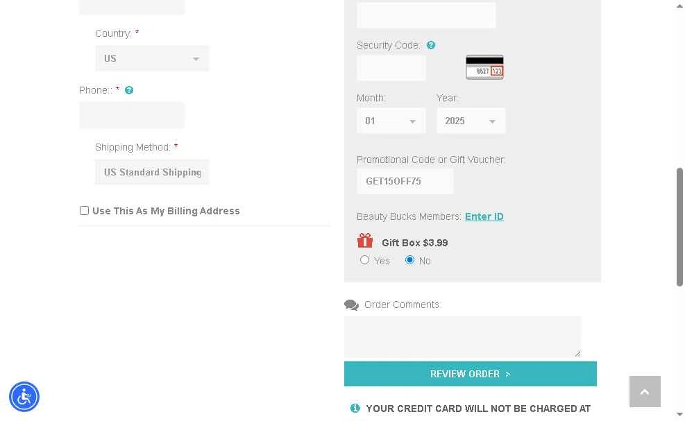 Perfume Emporium checkout page showing Perfume Emporium promo code box | Screenshot taken by SimplyCodes community member on Nov 15, 2025