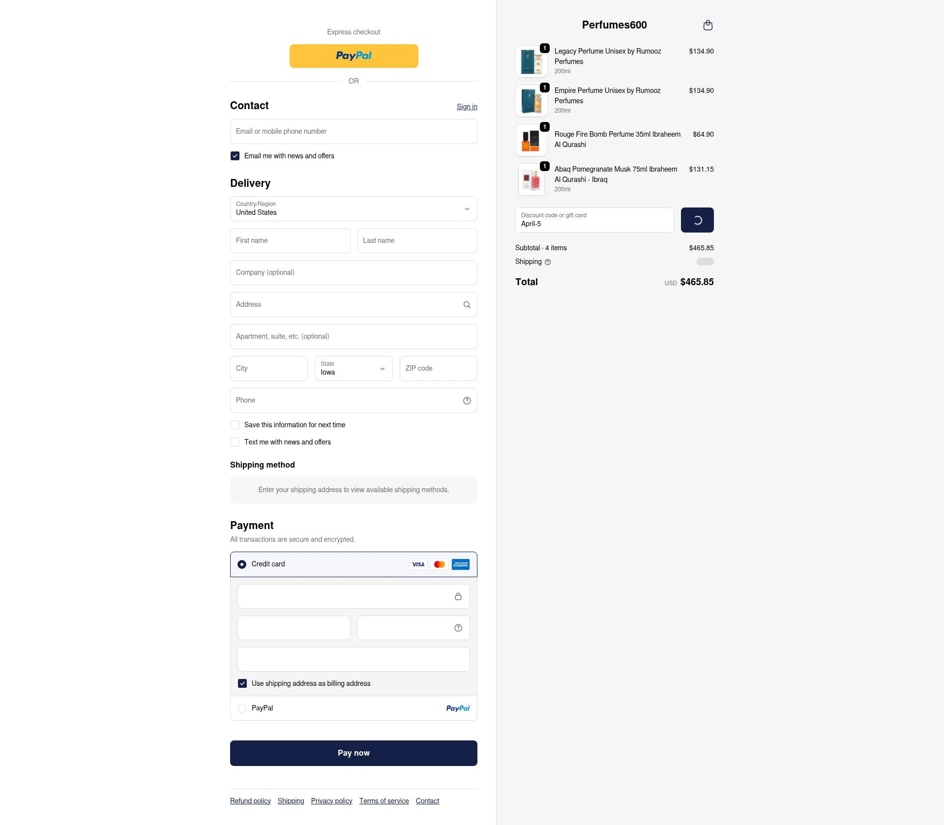 Perfumes600 checkout page showing Perfumes600 promo code box | Screenshot taken by SimplyCodes community member on Jan 22, 2026