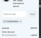 FOODNURISH coupon verification screenshot