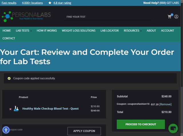 PersonaLabs checkout page showing PersonaLabs coupon code box | Screenshot taken by SimplyCodes community member on Aug 19, 2025