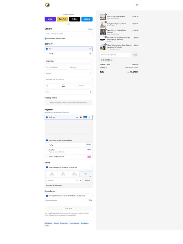 Personal Hour checkout page showing Personal Hour discount code box | Screenshot taken by SimplyCodes community member on Sep 11, 2025