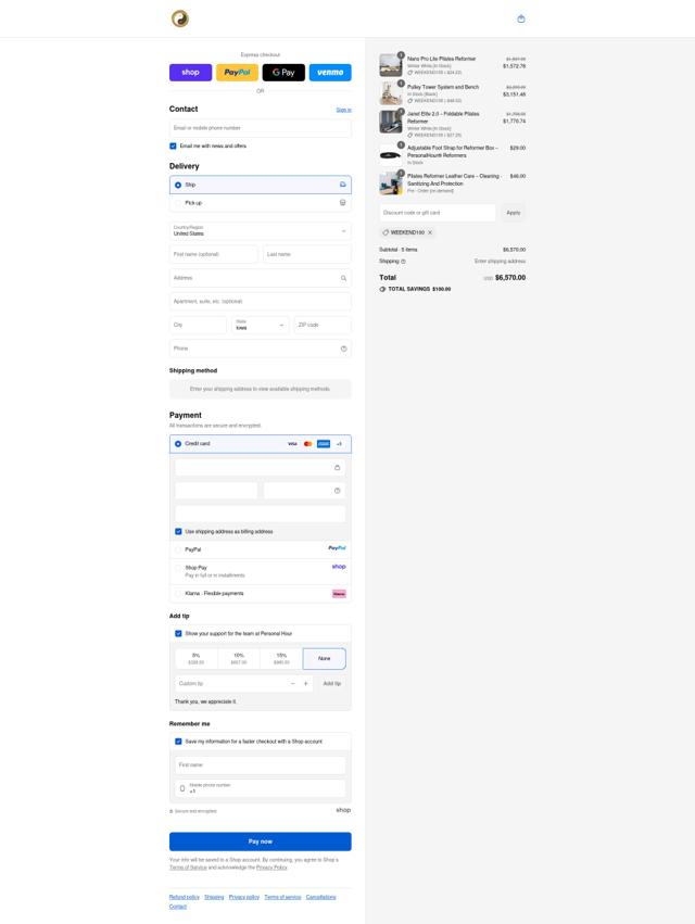 Personal Hour checkout page showing Personal Hour discount code box | Screenshot taken by SimplyCodes community member on Sep 11, 2025