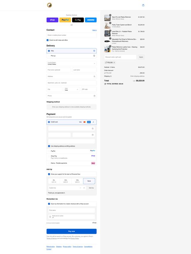 Personal Hour checkout page showing Personal Hour discount code box | Screenshot taken by SimplyCodes community member on Sep 11, 2025