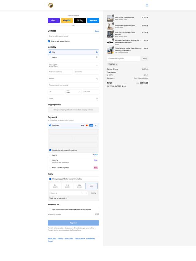 Personal Hour checkout page showing Personal Hour discount code box | Screenshot taken by SimplyCodes community member on Sep 11, 2025