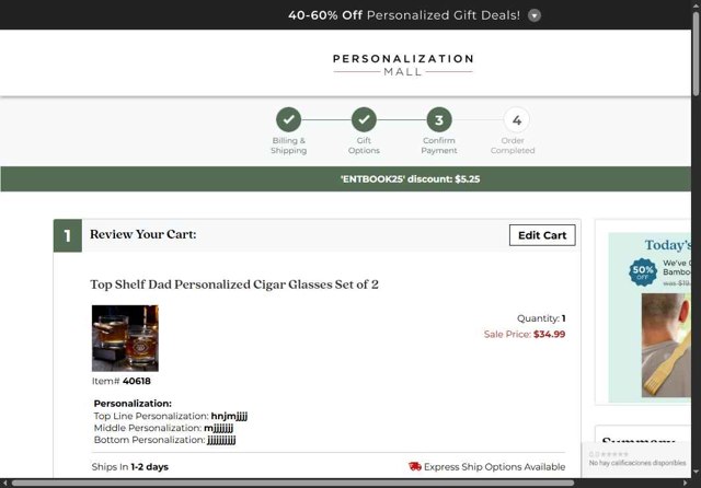 Personalization Mall checkout page showing Personalization Mall coupon code box | Screenshot taken by SimplyCodes community member on May 21, 2025