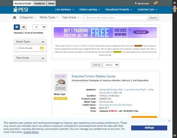PESI checkout page showing PESI discount code box | Screenshot taken by SimplyCodes community member on Jan 5, 2026