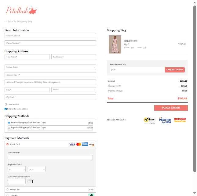 Petallush checkout page showing Petallush coupon code box | Screenshot taken by SimplyCodes community member on Sep 29, 2025