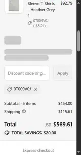 0T009V0J coupon verification screenshot