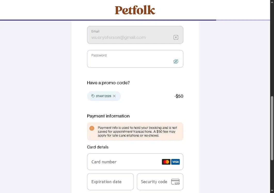 Petfolk checkout page showing Petfolk promo code box | Screenshot taken by SimplyCodes community member on Jan 29, 2026