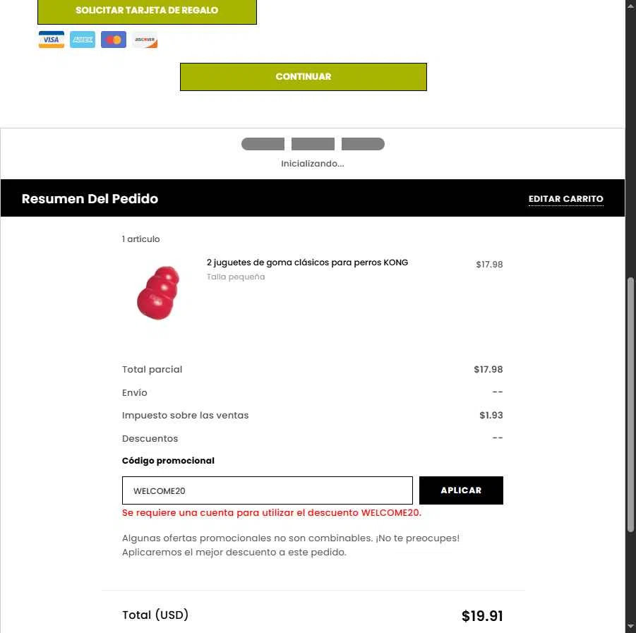 Pet Food Express checkout page showing Pet Food Express promo code box | Screenshot taken by SimplyCodes community member on Feb 18, 2026