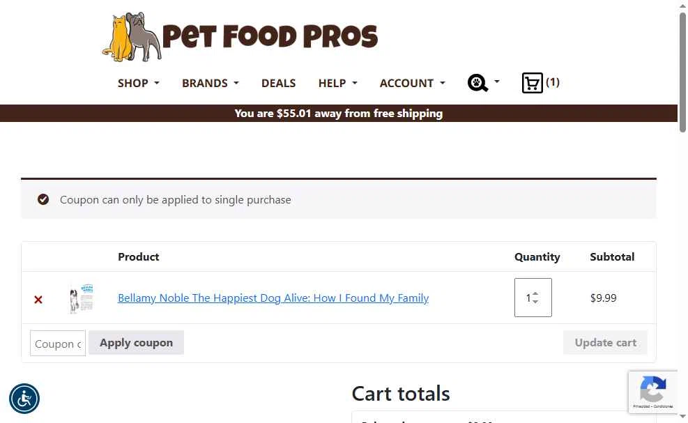 PetFoodPros checkout page showing PetFoodPros promo code box | Screenshot taken by SimplyCodes community member on Jul 11, 2025