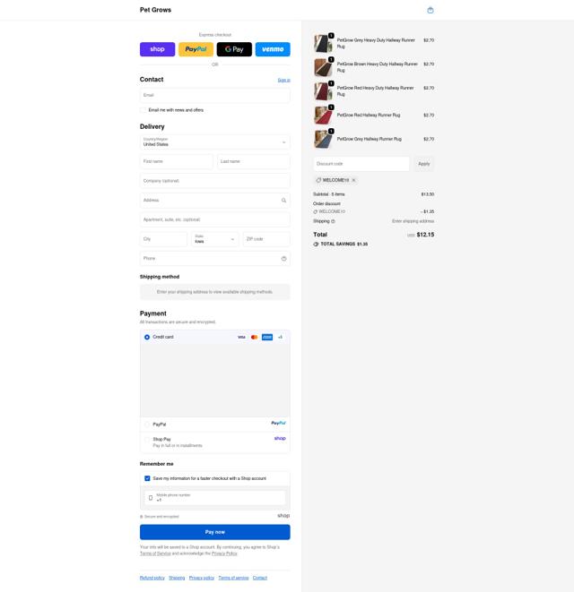 Pet Grows checkout page showing Pet Grows promo code box | Screenshot taken by SimplyCodes community member on Sep 21, 2025