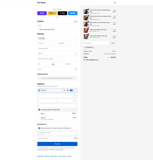 Pet Grows checkout page showing Pet Grows promo code box | Screenshot taken by SimplyCodes community member on Sep 17, 2025