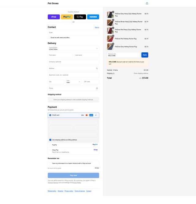 Pet Grows checkout page showing Pet Grows promo code box | Screenshot taken by SimplyCodes community member on Sep 17, 2025