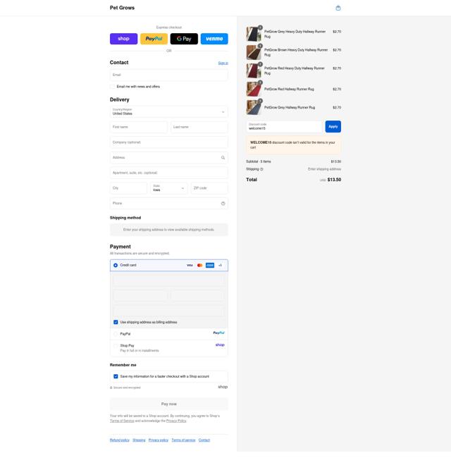Pet Grows checkout page showing Pet Grows promo code box | Screenshot taken by SimplyCodes community member on Sep 17, 2025