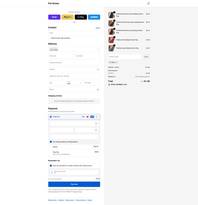 Pet Grows checkout page showing Pet Grows promo code box | Screenshot taken by SimplyCodes community member on Sep 21, 2025