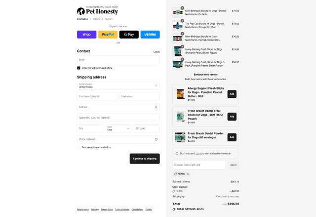 PetHonesty checkout page showing PetHonesty discount code box | Screenshot taken by SimplyCodes community member on Sep 3, 2025
