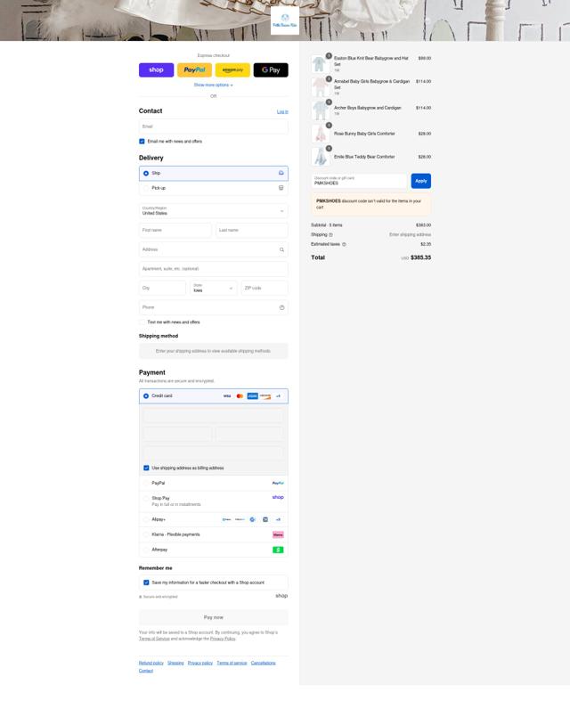 Petite Maison Kids checkout page showing Petite Maison Kids promo code box | Screenshot taken by SimplyCodes community member on Sep 7, 2025