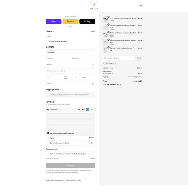 Petit Lem checkout page showing Petit Lem promo code box | Screenshot taken by SimplyCodes community member on Sep 10, 2025