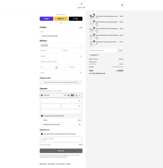 Petit Lem checkout page showing Petit Lem promo code box | Screenshot taken by SimplyCodes community member on Sep 7, 2025