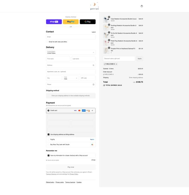 Petit Lem checkout page showing Petit Lem promo code box | Screenshot taken by SimplyCodes community member on Aug 25, 2025
