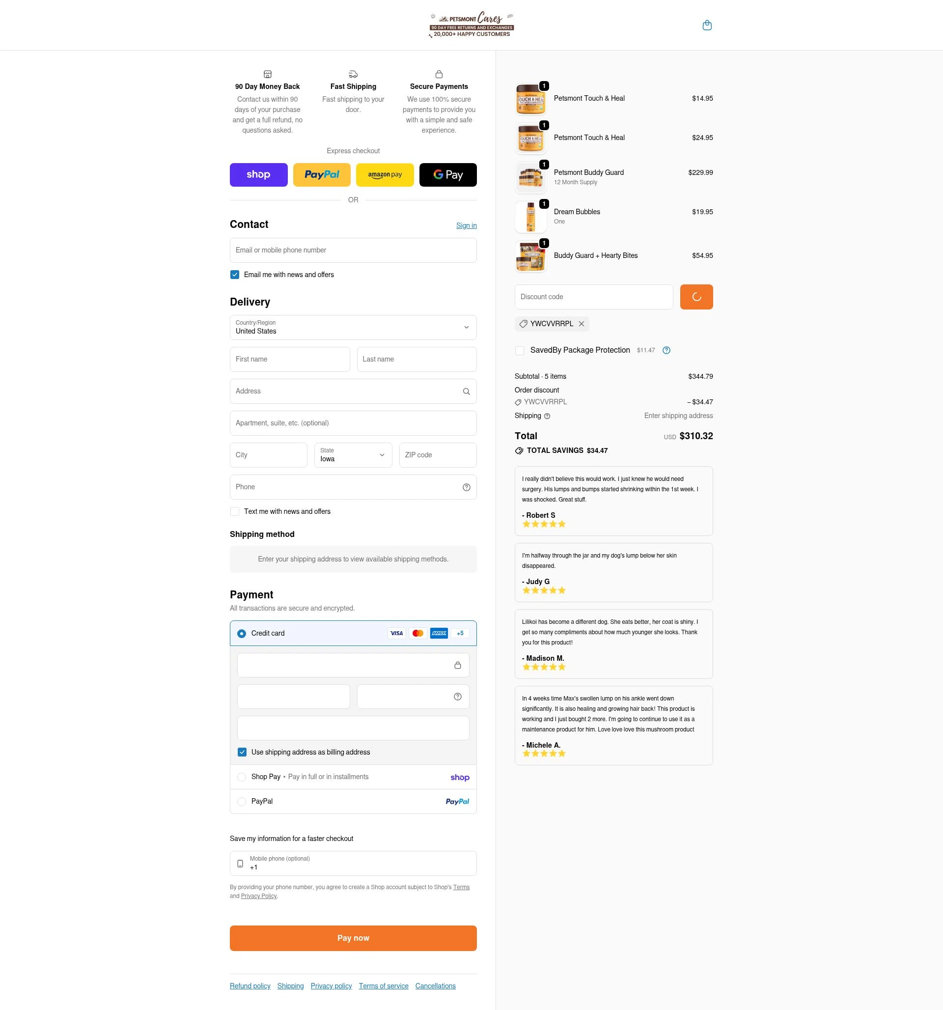 Petsmont checkout page showing Petsmont discount code box | Screenshot taken by SimplyCodes community member on Feb 6, 2026