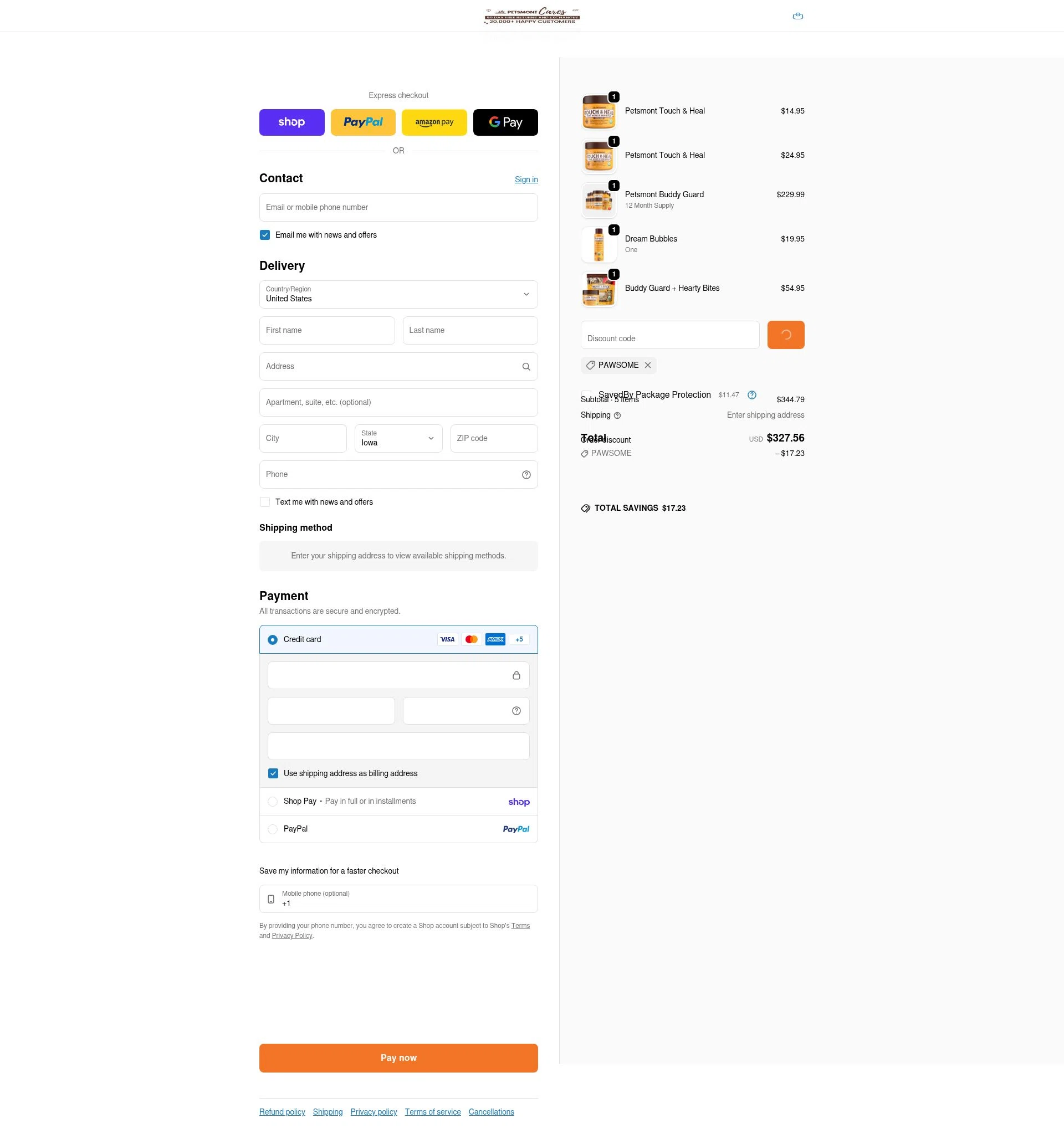 Petsmont checkout page showing Petsmont discount code box | Screenshot taken by SimplyCodes community member on Feb 6, 2026