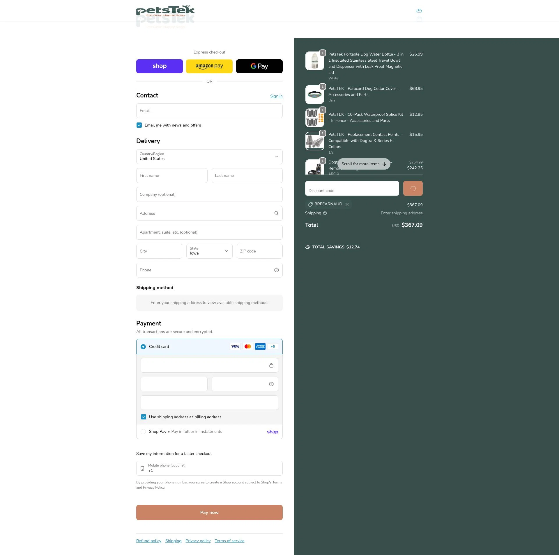 Petstek checkout page showing Petstek promo code box | Screenshot taken by SimplyCodes community member on Feb 6, 2026