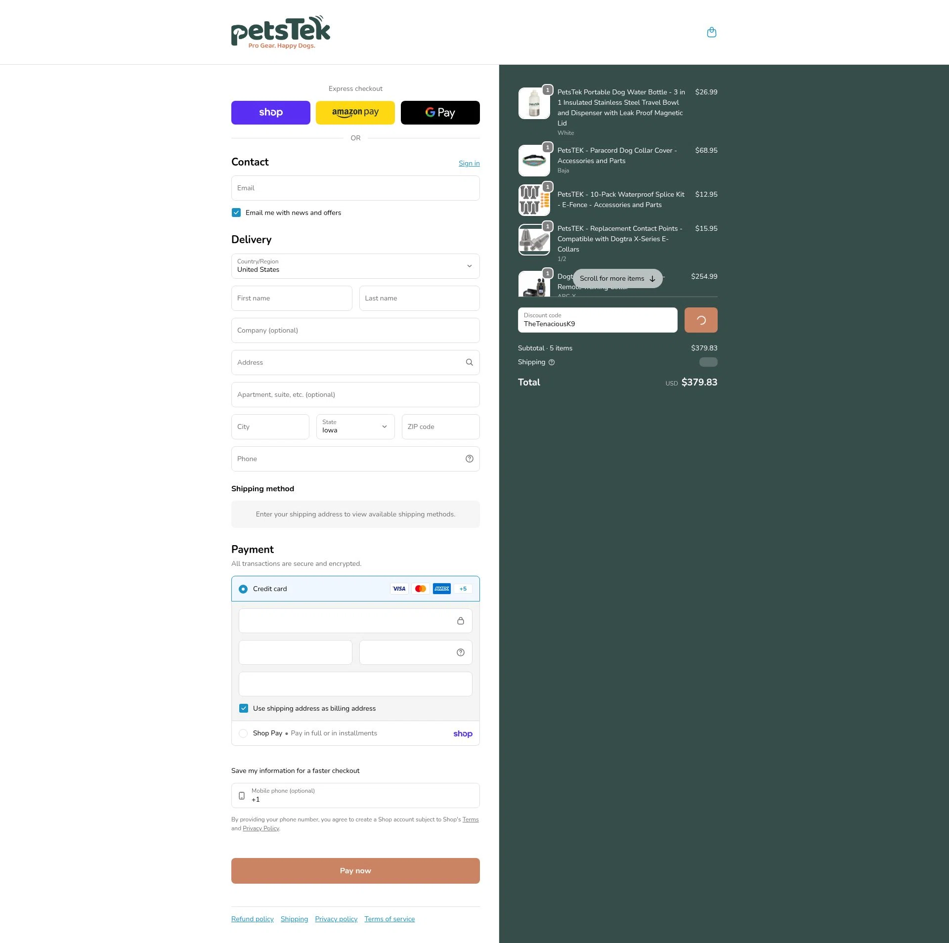 Petstek checkout page showing Petstek promo code box | Screenshot taken by SimplyCodes community member on Feb 6, 2026