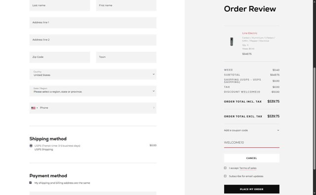Peugeot checkout page showing Peugeot promo code box | Screenshot taken by SimplyCodes community member on Jul 20, 2025
