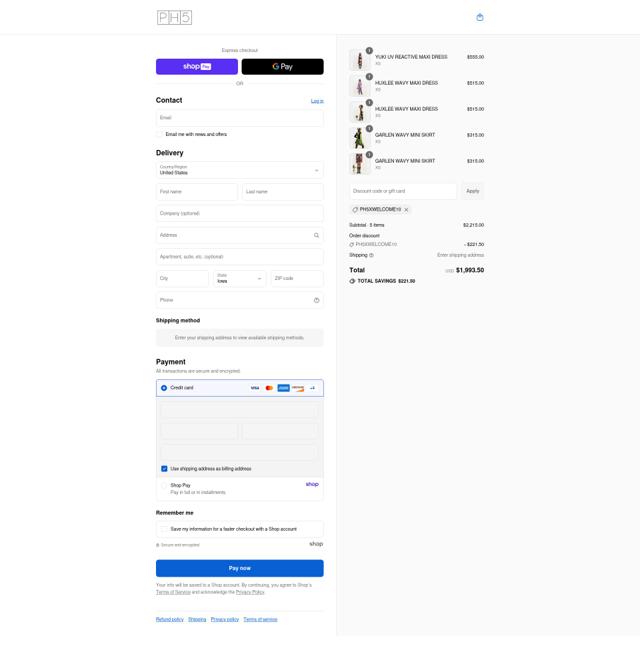 PH5 checkout page showing PH5 discount code box | Screenshot taken by SimplyCodes community member on Aug 26, 2025
