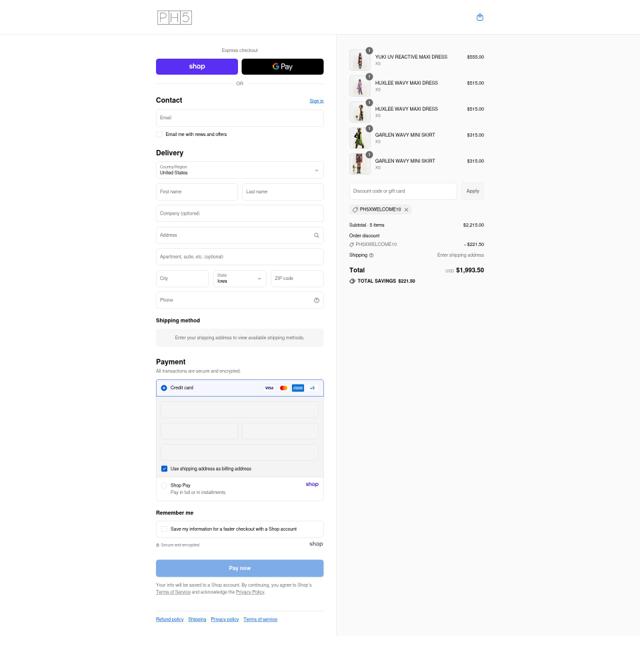 PH5 checkout page showing PH5 discount code box | Screenshot taken by SimplyCodes community member on Sep 11, 2025